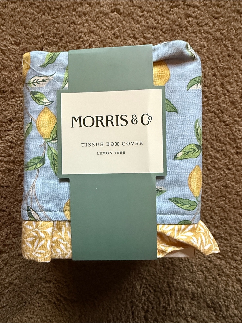 Morris & Co. Lemon Tree Tissue Box Cover in Light Blue and Yellow